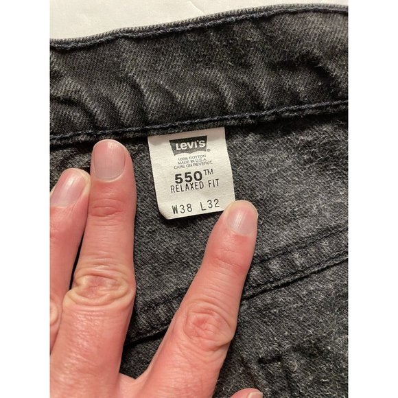 Vintage Levis 550 Jeans Mens 38x32 Black Orange Tab Made In USA 1997 - Picture 13 of 16
